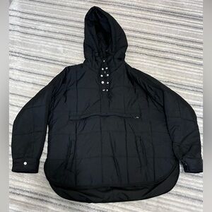 Black High Low Quilted Hooded Puffer Jacket